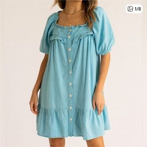 Blue Button-Down Dress Baby Doll